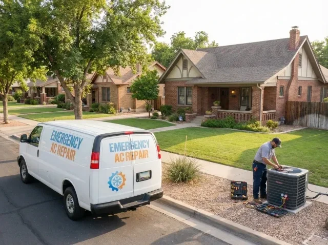 Emergency AC Repair service van in Gilbert Heritage District