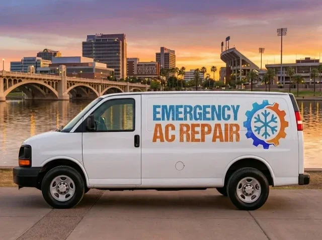 Emergency AC Repair service van in Tempe near ASU